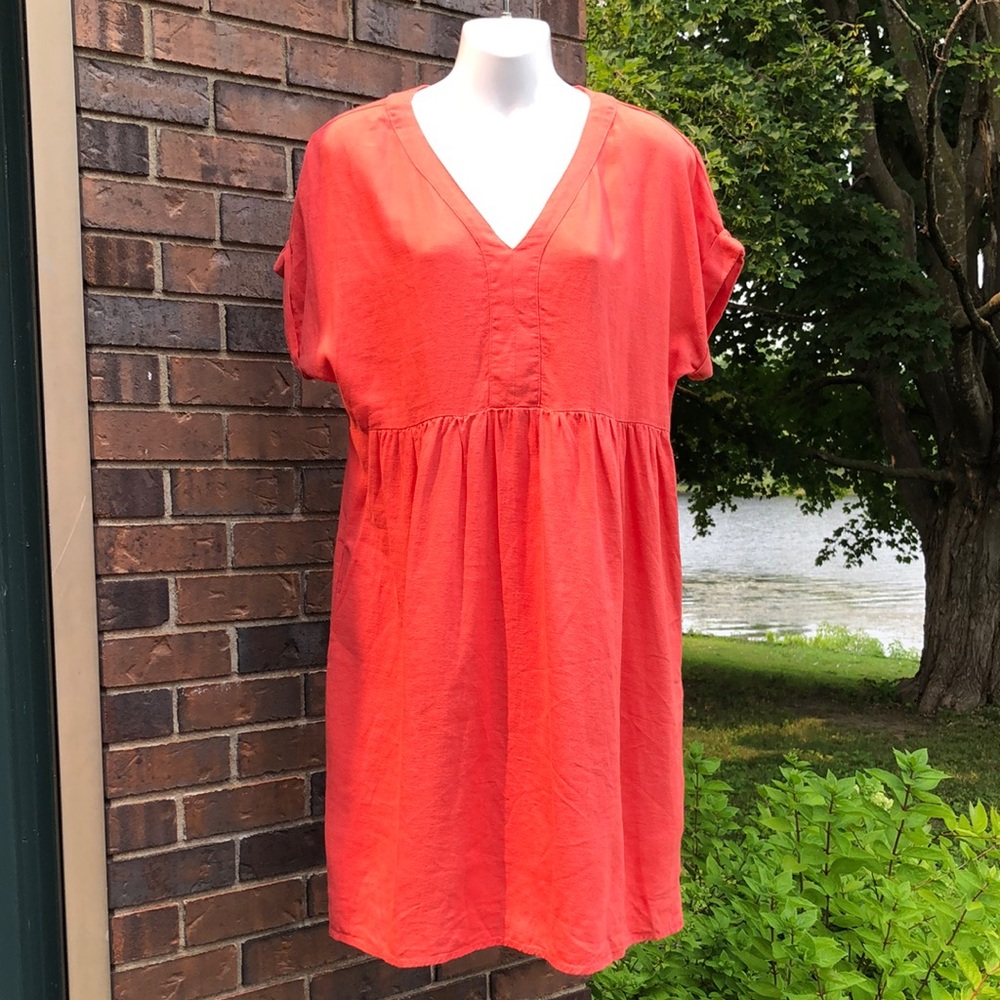Briggs Linen-Blend Dress - Coral
